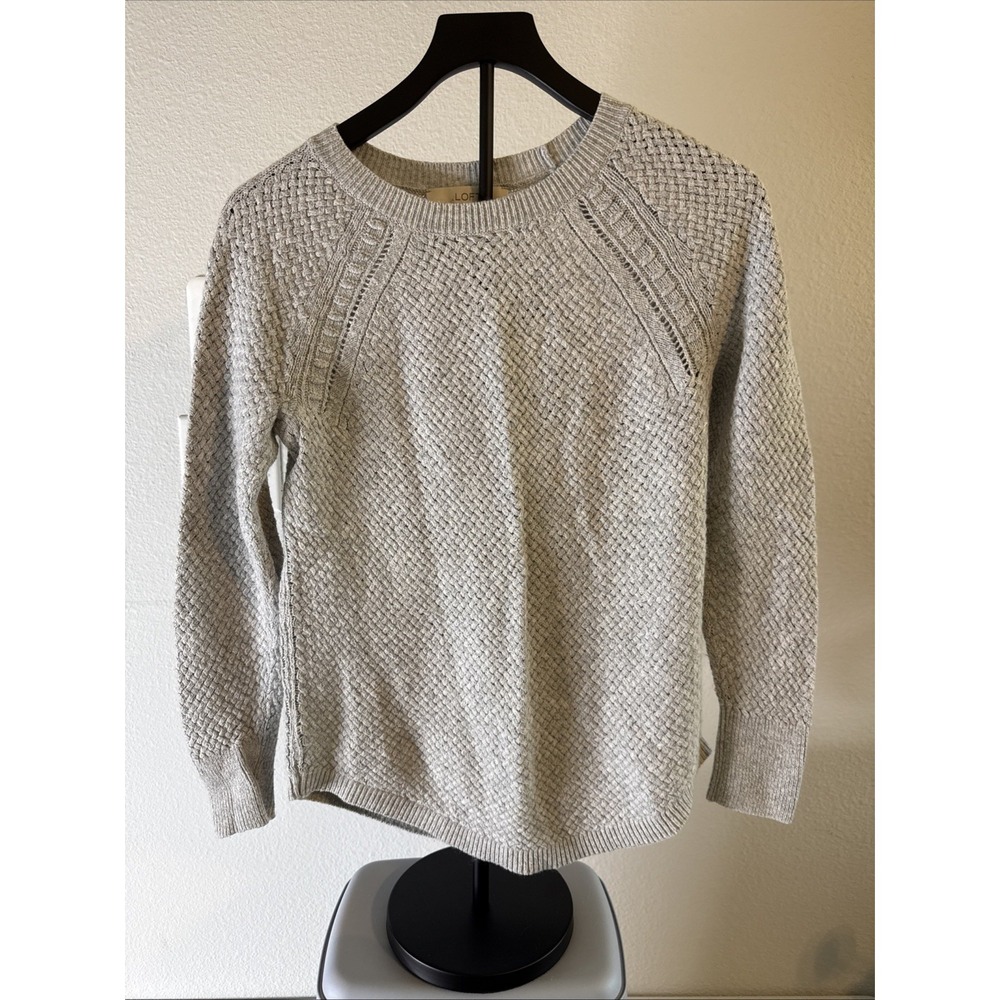 LOFT‎ Women's Crewneck Round Hem Cable Knit Sweater Gray Size M